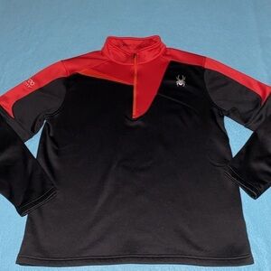 SPYDER charger pullover jacket 1/2 zip thermal long sleeve black red NEW size L